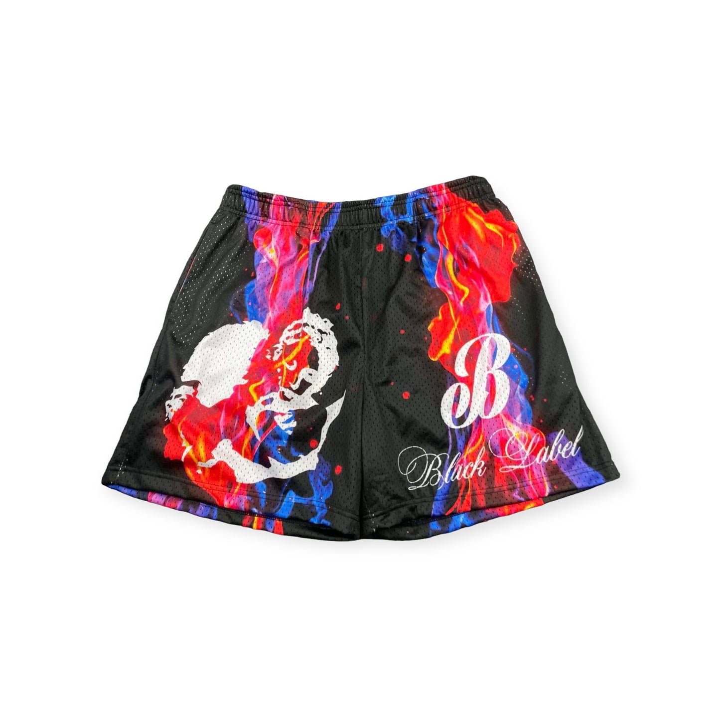 Black Label Flames Red & Blue Shorts (Black)