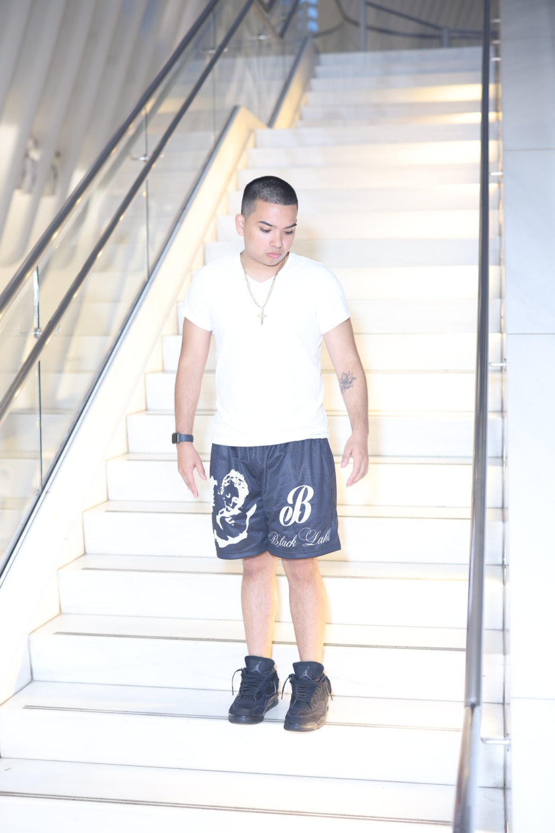 Black Label Panda Black & White Shorts